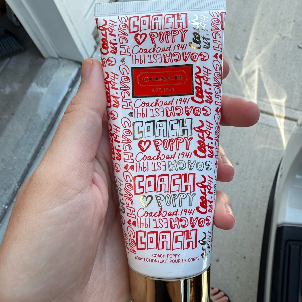 Coach Poppy Body Lotion with Red and Gold Design